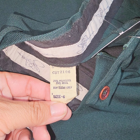 Vintage Emerald Christmas Green Wool Blend‎ A-Line Midi Skirt Size S 26 - Picture 2 of 8